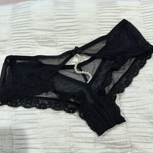 MOVING SALE Victoria's Secret Black Very Sexy Lace Panties with Pearl Detail